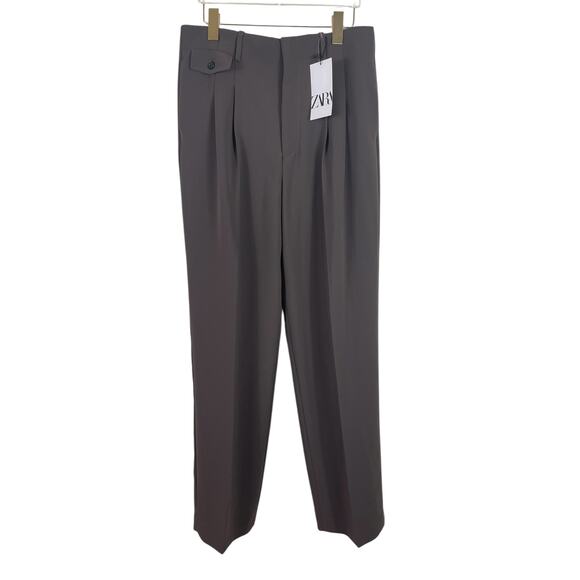 Zara Wide Leg Pants With Darts Minimalist Quiet Luxury Oversized Slacks NEW - Picture 1 of 12